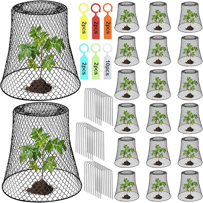 20 Pcs 9"×9" (Multiple Sizes/Quantities Available) Chicken Wire Plant Protectors from Animals, Plant Cage Garden Cloche to Protect Plants Vegetables from Rabbits Squirrels Chicken