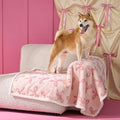 LE SURE Waterproof Puppy Blanket for Large Dogs - Washable Double Sided Dog Blankets with Warm Jacquard Shag and Soft Sherpa Fleece, Pet Cat Blanket for Couch Protection, Bow Design，Pink Taffy