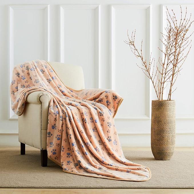 Allisandro Luxurious Dog Blanket, 350 GSM Super Fuzzy Microplush Fleece Pet Blankets for Small Medium Large Dogs and Cats, Brown, 80 x 64 Inches