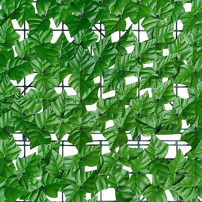 Artificial Ivy Privacy Fence Wall Screen: 48X120 in UV-Anti Faux Greenery Backdrop Ivy Vine Leaf Hedges Fence Panels for Patio, Balcony, Garden, Backyard Indoor Outdoor Light Green Decor