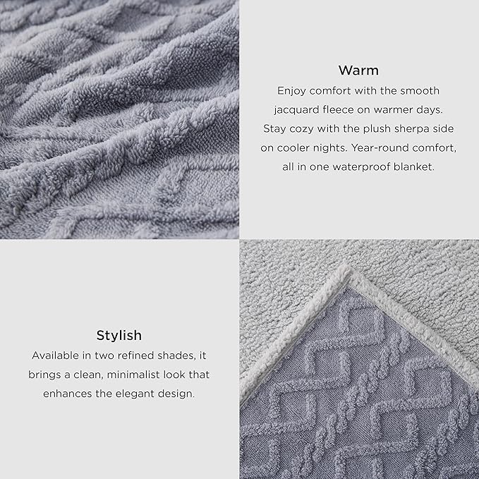 Bedsure Waterproof Dog Blankets for Large Dogs - Pet Blanket for Bed Protector Washable, Premium Jacquard Coral Fleece Cat Throw Blanket, Soft Plush Reversible Furniture Protection, 60x80, Cream