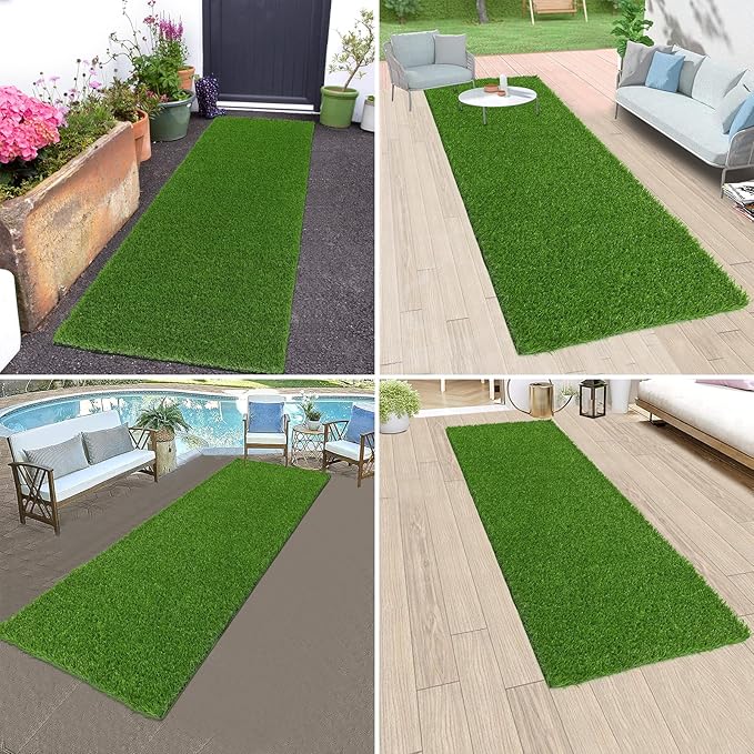 Bsmathom Artificial Grass Rug - Indoor/Outdoor, Fake Grass Turf for Patio, Balcony & Garden - 2x6Ft