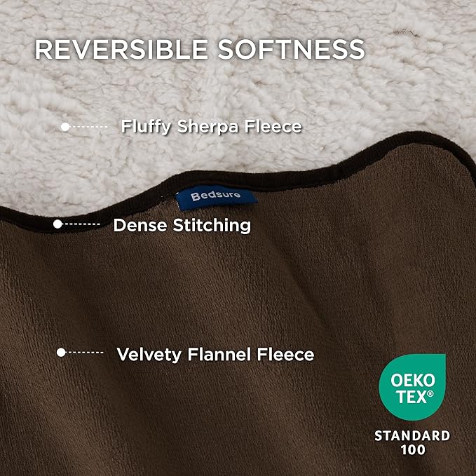 Bedsure Waterproof Dog Blankets for Medium Dogs - Medium Cat Blanket Washable for Couch Protection, Sherpa Fleece Puppy Blanket, Soft Plush Reversible Throw Furniture Protector, 30"X40", Coffee Brown