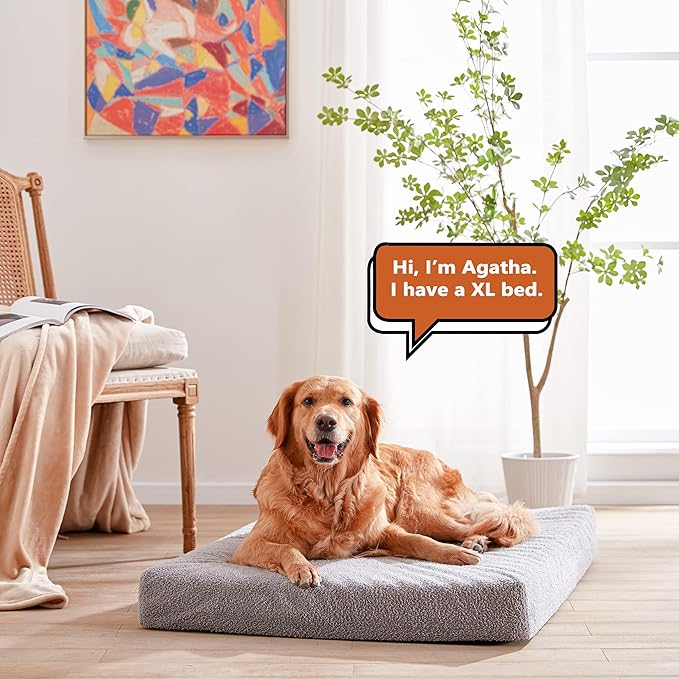 Cooling Dog Beds for Large Dogs, Memory Foam Pet Bed with Waterproof Liner and Cooling Gel Mattress, Comfy Dog Crate Mat Fits up to 60 lbs Pets