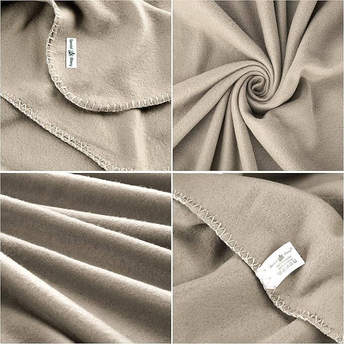 Fleece Throw Blankets Bulk Fleece Blankets Solid Wholesale Lightweight Warm Soft for Pet Bed Sofa Couch Office Wedding Gifts Travel Seasons Beige and Black 50x60 Inches Pack of 6