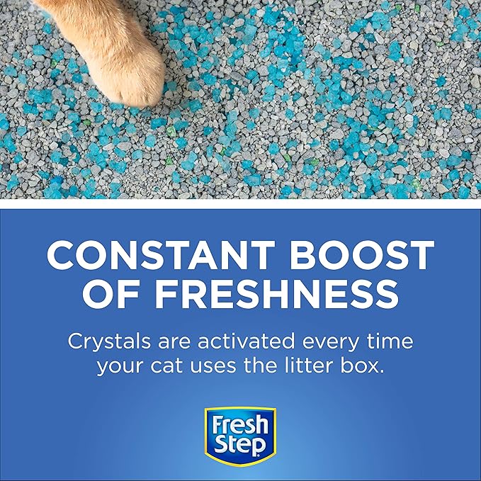 Fresh Step Cat Litter Crystals Deodorizer, Non Toxic Odor Neutralizing Crystals for Litter Boxes that Help Control Smells and Keep Home Areas Fresh, Fresh Scent, 15 Ounce - 3 Pack