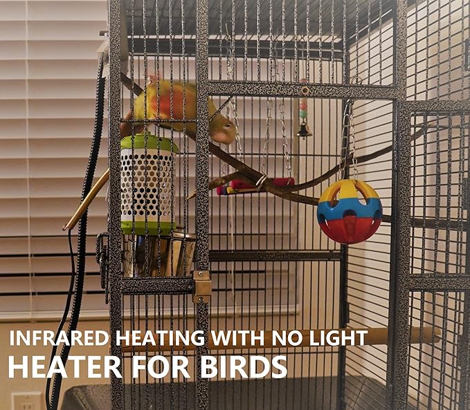 SYSAI Smart Bird Cage Heater with Auto Temperature Control and Anti-bite Power Cord Protector, Safe for Touching and Reliable Heating 24x7 (Small_50W)