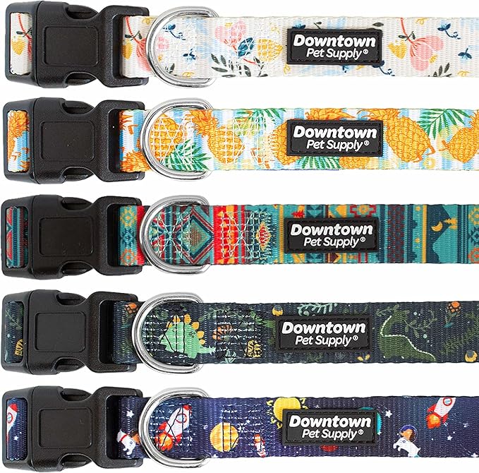 Downtown Pet Supply - Best & Fancy Dog Collar - Lightweight Adjustable with Quick Buckle & D-Ring - Hand Wash Safe - Floral - Medium