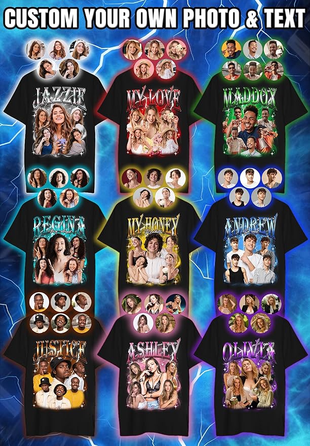 Custom Bootleg Rap Shirt with Photo Text, Vintage Custom Picture Shirt for Girlfriend, Boyfriend, Dad, Mom, Pet Lover Friend