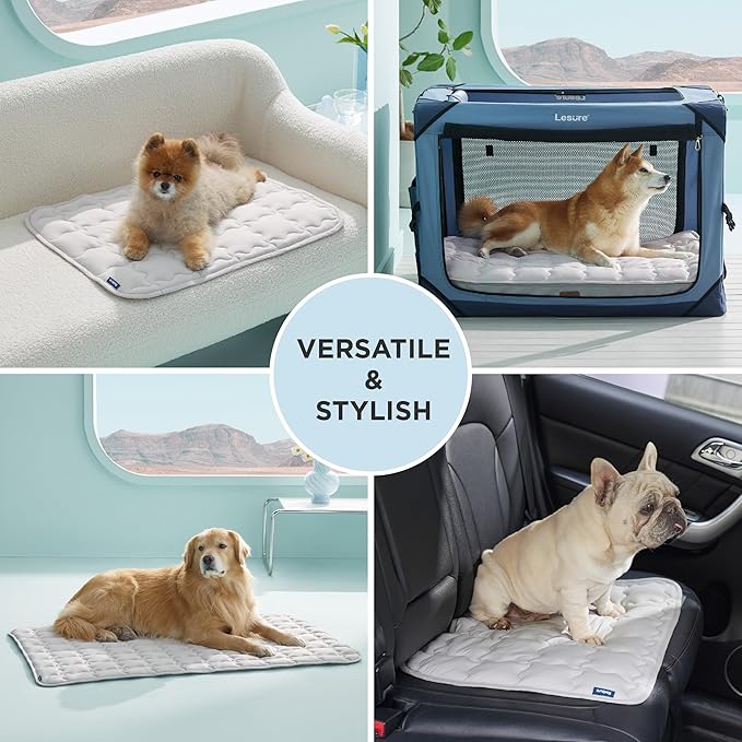 Bedsure Cooling Mat for Large Dogs – 41x28 Thin Washable Cooling Pet Pad for Puppy, QMAX>0.5, XL Portable Kennel Puppy Bed for Summer, Non-Slip Summer Crate Pad for Big Dog Up to 80 lbs