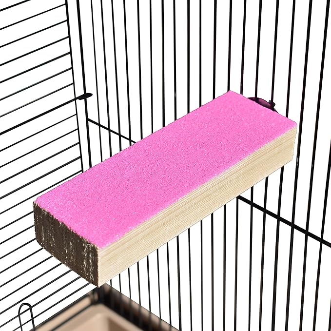 Spoiled Pet® Bird Cage Perch Stand 2-Pack - Beak and Foot Grinding Platform - Parakeets, Cockatiels, Canaries, Finches, Conures, Lories, and Budgies - Hamsters and Gerbils (Wood Perch)