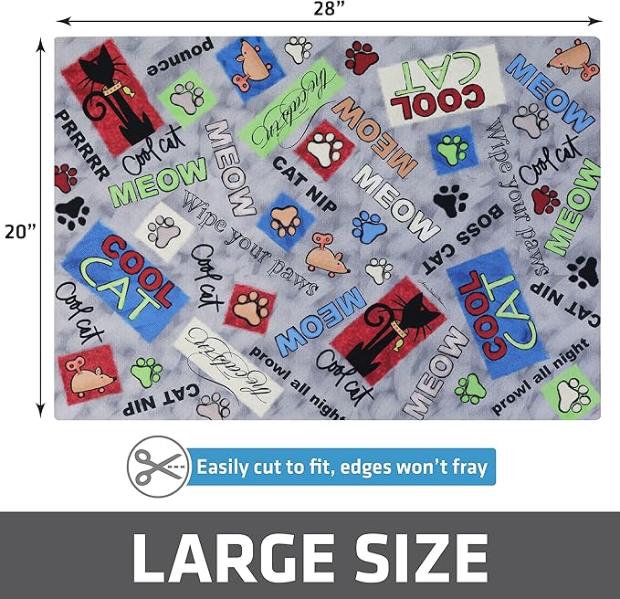 Drymate Cat Litter Box Mat, Litter Trapping Mat, Waterproof, Urine-Proof, Absorbent, Machine Washable, Soft on Paws, Contains Mess, Protects Floors, Kitten Supplies, Multicolor, 20x28