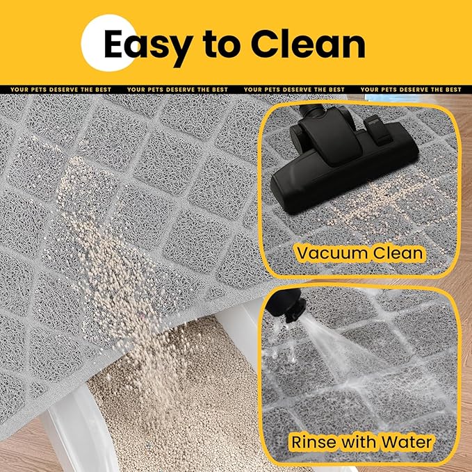 Cat Litter Mat Litter Trapping Mat, 40" x 28" Premium Durable PVC Grid Mesh with Scatter Control, Non-Slip, Less Waste Cat Litter Box Mat, Soft on Kitty’s Paws, Urine Waterproof