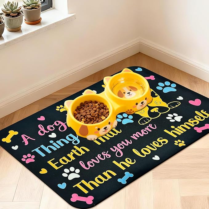 Pet Feeding Mat for Floors Waterproof Dog Mat for Food and Water Absorbent Quick Dry Non Slip mat for Cat Bowls
