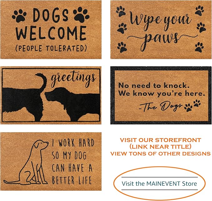MAINEVENT No Need to Knock We Know You're Here Door Mat 30x17 Inch, No Need to Knock Dog Doormat for Covered Outdoor Area, Funny Welcome Mat, Pet Door Mat, Dog-Lover Gift