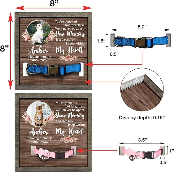 Personalized Pet Loss Gifts Dog Picture Collar Frame Pet Remembrance Memorial Memorial Frames for Pictures Sympathy Gifts Keepsake BereavementFunerary Decor Wall