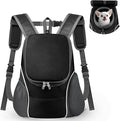 WOYYHO Pet Dog Carrier Backpack with Top and Side Windows, Small Dog Front Backpack Ventilated Dog Back Pack with Safety Belt for Travel Hiking Outdoor Adventures (Size L: 10-14 lbs, Black 2.0)