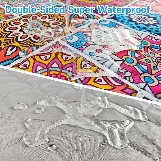Waterproof Dog Blanket, Bohemian Dog Bed Cover Pet Blanket, Reversible Sofa Couch Cover for Dogs Washable, Protect Furniture Bed Couch Sofa for Puppy Cat (Colorful Medallion, 68×82 Inch)