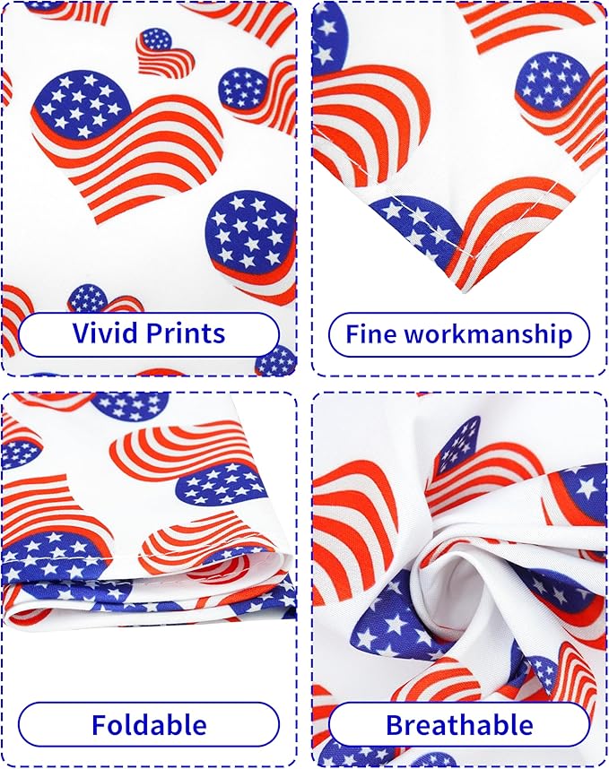 PET SHOW 50 Pack 4th of July Dog Bandanas Bulk Washable American Flag Dog Patriotic Scarves for Small Medium Dogs Puppy Star&Stripe Triangle Bibs Kerchief Set Cats Pet Girl Boy Grooming Accessories