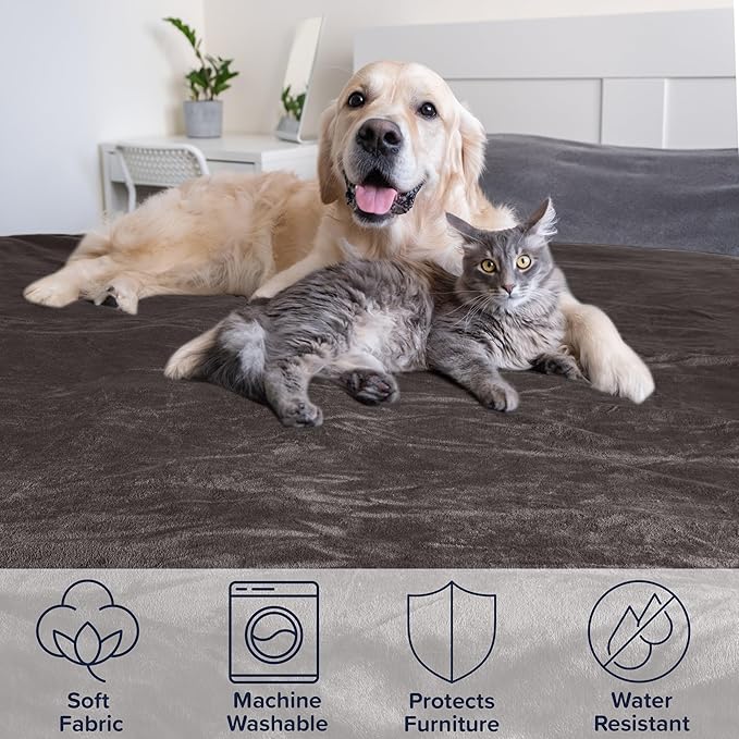 PETMAKER Dog Blanket - 60x70in Reversible Sherpa Blanket - Throw Blankets for Bed, Couch, or Car - Machine Washable Puppy Essentials (Charcoal)