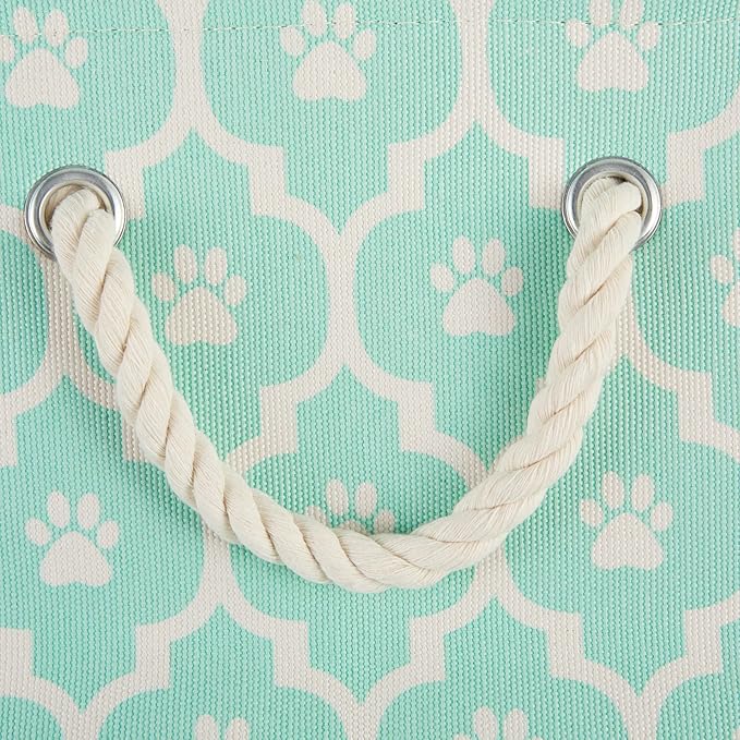 Bone Dry Pet Storage Collection Lattice Paw Print, Aqua, Medium Rectangle