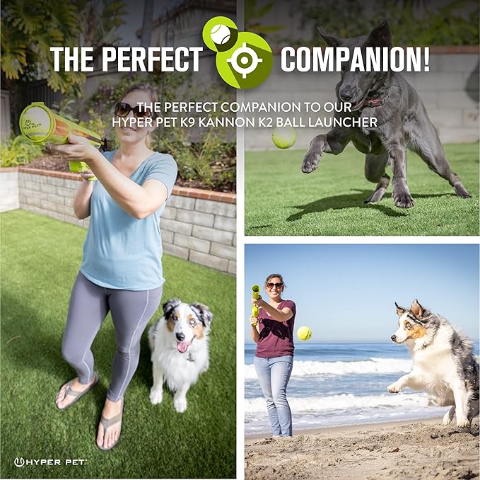 Hyper Pet Tennis Balls for Dogs, Pet Safe Dog Toys for Exercise and Training, Pack of 4, Green