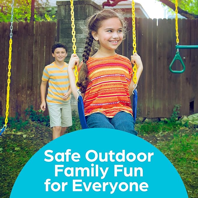 Jungle Gym Kingdom Swing for Outdoor Swing Set - Pack of 1 Swing Seat Replacement Kit with Heavy Duty Chains - Backyard Swingset Playground Accessories for Kids (Blue)