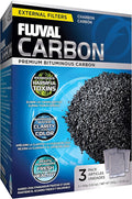 Fluval Carbon Filter Media for Aquariums, Premium Bituminous Carbon Inserts, 100-gram Nylon Bags, 3 Count (Pack of 1), A1440