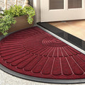tchdio Door Mat Outdoor Indoor Entrance Doormat-Semicircular Durable Rubber Non Slip Front Door Mat for Outside Inside Entry Entryway Dirt Trapper WelcomeMat for Muddy Paws and Shoes-Red 24”x47”