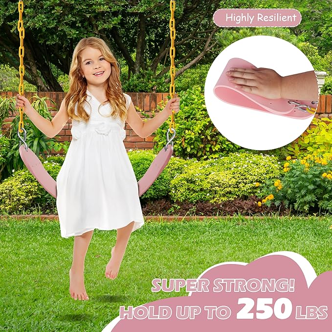 Sunnyglade 8PCS Swings Seats Heavy Duty with 66" Chain, Playground Swing Set Accessories Replacement with Snap Hooks, Support 250lb (8, Pastel Pink)