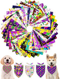 PET SHOW 50 Pack Mardi Gras Dog Bandanas Bulk for Small Medium Dogs Puppys Washable Adjustable Pet Scarf Triangle Bibs for Dogs Cats Green Yellow Purple Decorative Grooming Accessories
