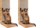 EHEYCIGA Cardboard Cat Scratcher for Indoor Cats, 26.8 Inch L Shaped Vertical Cat Scratching Board with Ball Cat Toy, Large Cat Scratcher Pad, Brown (Pack of 2)