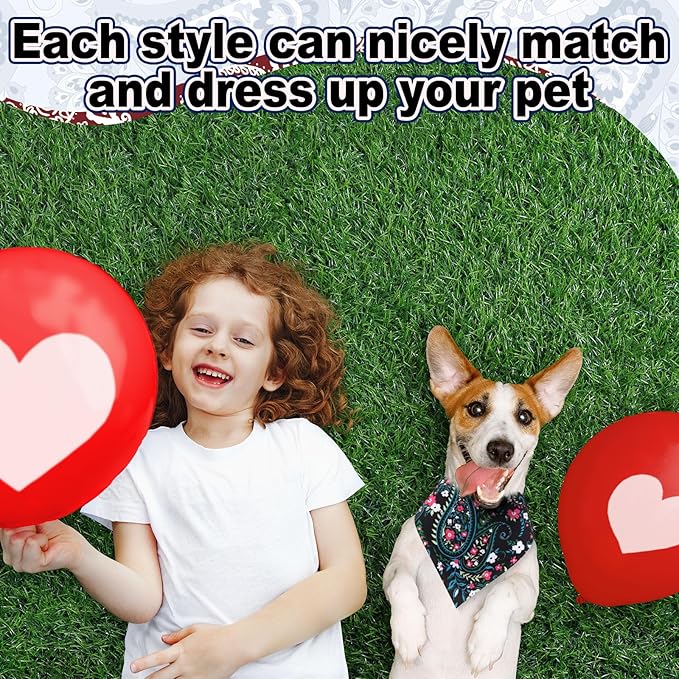 Aliceset 180 Pcs Paisley Dog Bandana Bulk Retro Bandanas for Dogs Adjustable Washable Pet Triangle Scarf Paisley Print Dog Kerchief Bibs for Small Medium Large Dog Cat Holiday Costume Accessories