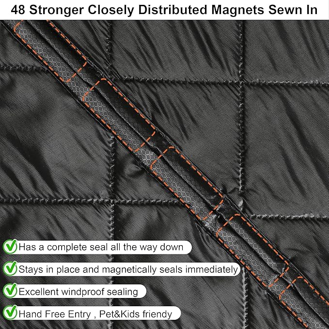 Reversible Wide Magnetic Thermal Insulated Door Curtain for Winter,Thicken Polyester Fiberfill & Heavy Duty Oxford Cloth,Temporary Window Insulation Cover Curtain for French Sliding Door,74”x81”