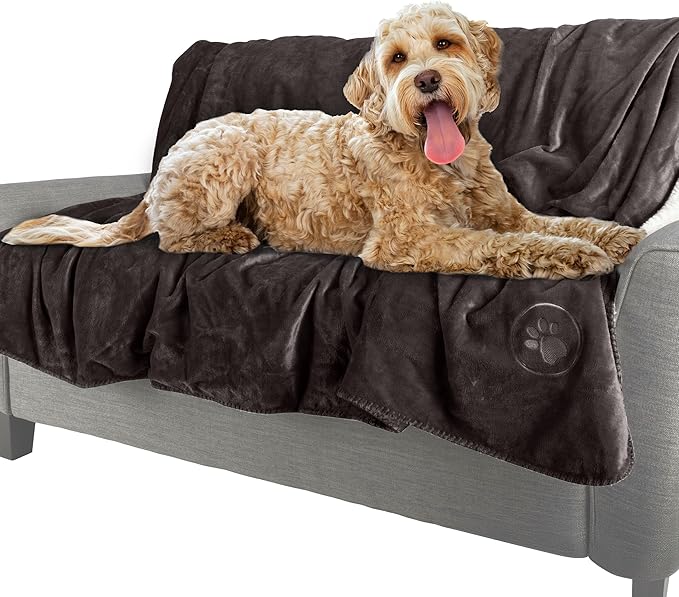 PETMAKER Dog Blanket - 80x100in Reversible Sherpa Blanket - Throw Blankets for Bed, Couch, or Car - Machine Washable Puppy Essentials (Charcoal)
