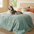 Bedsure Waterproof Blanket for Bed - Sherpa Fleece Waterproof Dog Blankets for Large Dogs, Pet Blankets for Bed/Couch/Dog Crate, Soft Plush Reversible Furniture Protector, King, 108"x86", Light Green