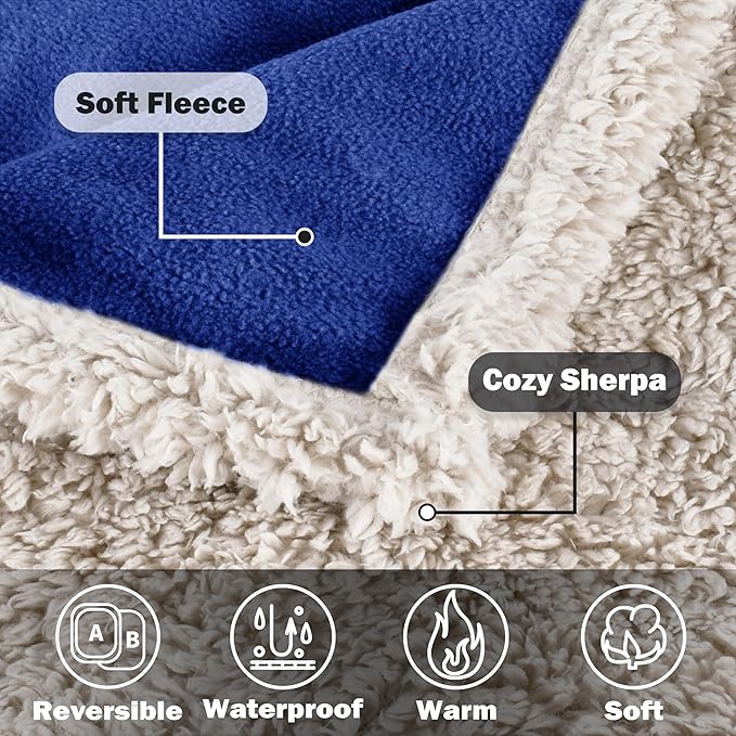 Kritter Planet Waterproof Dog Blanket, Reversible Water Proof Pet Blanket for Couch, Bed & Sofa, Washable Couch Covers for Large Dogs - Protects Furniture from Fur, Dirt, and Accidents