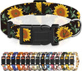 Dog Collar for Boys Girls, Sunflower Puppy Collar for Small Medium Large Dogs, Adjustable Soft Floral Pet Collar with Safety Buckle for Male Females(Black Sunflower,M)