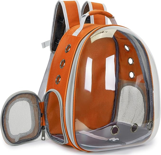 Cat Bubble Backpack Carrier for Small Medium Dogs Cats Carrying Bag, Airline Approved Pet Travel Carrying Bag Dog Hiking Walking Outdoor Backpack (Orange)