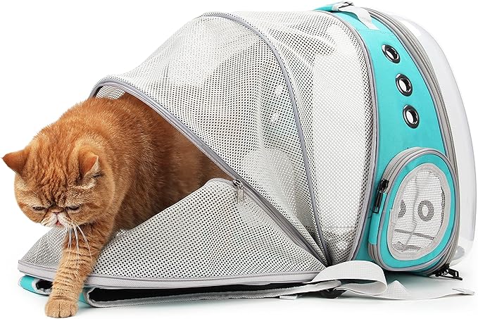 Lollimeow Cat Carrier Backpack, Expandable Bubble Pet Carrier for Cats and Small Dogs, Airline Approved Travel Backpack for Hiking, Walking & Outdoor Adventures - Supports up to 14 lbs