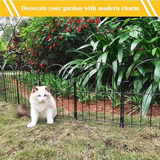 Garden Fence, 17in(H) x 27.5 ft(L) Arched Rustproof Metal No Dig Fence Garden Fence Border,Ground Stake Animal Barrier Fence for Rabbit Dog, Outdoor Landscape Decor for Yard & Patio,25 Pack