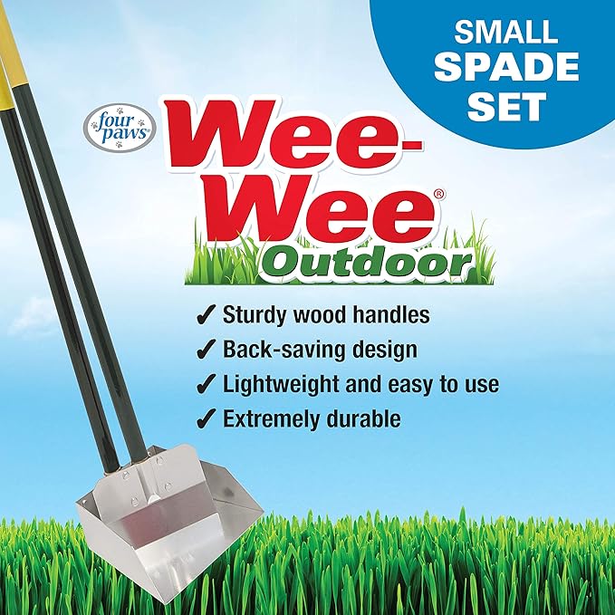 Four Paws Stainless Steel Long-Handled Dog Pooper Scooper Spade & Pan 2 Piece Set, Pet Waste Pickup Tool, 38" x 7"