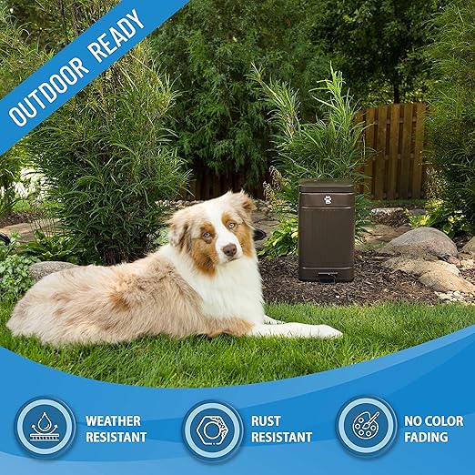Dog Poop Trash Can Outside - Outdoor Dog Waste Trash Can with Lid - Odor Proof Waste Station Container for Backyard - 12L/3.2Gal (Mulch)