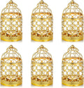 6 Pcs Small Metal Tealight Hanging Birdcage Lantern, Vintage Decorative Centerpieces of Wedding, Party, Gold