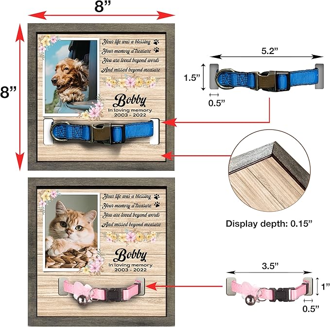 Memorial Gifts Customized Dog Picture Frame Dog Loss Sympathy Gift Personalized Memorial Plaques Personalized for Pet Passed Cat Picture Frame Best Ever Pet Loss