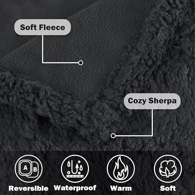 Kritter Planet Waterproof Dog Blanket, Reversible Water Proof Pet Blanket for Couch, Bed & Sofa, Washable Couch Covers for Large Dogs - Protects Furniture from Fur, Dirt, and Accidents