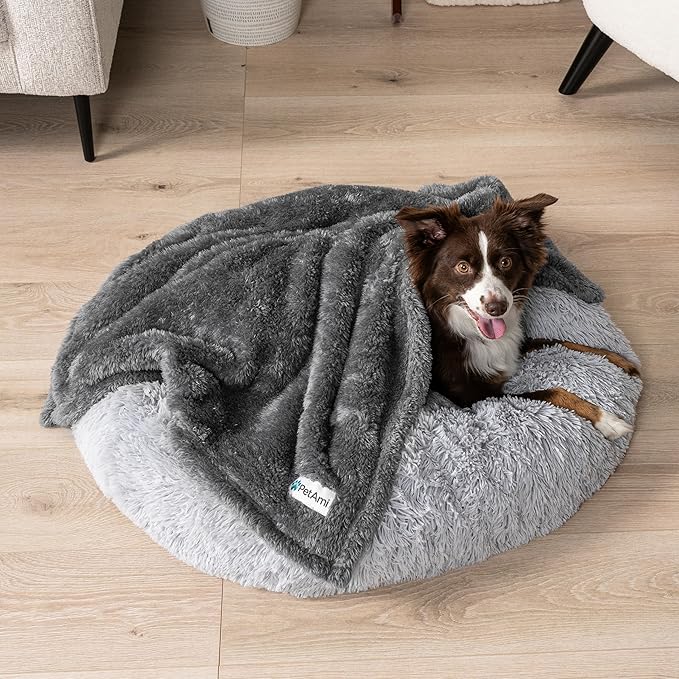 PetAmi Dog Blanket for Small Dogs Grey, Fluffy Soft Puppy Blanket, Sherpa Fleece Cat Blanket for Kitten Doggie, Calming Pet Blanket Throw for Couch Sofa Bed Washable, Small 24x32
