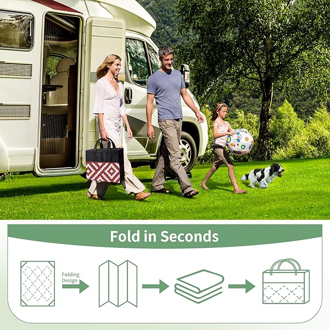 GENIMO Outdoor Rug for Patio Clearance, 6'x9' Reversible Plastic Straw Rugs, Lightweight Waterproof RV Camping Mat for Camper, Balcony, Deck, Backyard, Picnic, Red White