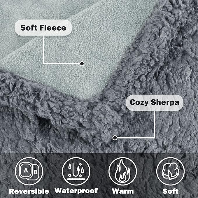 Kritter Planet Waterproof Bed Blanket for Couples, Washable Stain Proof Pad Bed Cover, Reversible Leakproof Protector, Liquid Pee Proof Blanket for Couch Sofa, 80x90 inch, King Size