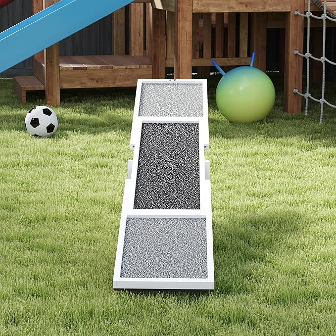 PawHut Wooden Dog Agility Seesaw for Training and Exercise, Platform Equipment Run Game Toy, Weather Resistant Pet Supplies, 83" L x 16" W x 14" H, White